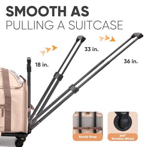 FUKUMARU Cat Carrier with Wheels, 18x11x11 Expandable Soft Cat Travel Carrier, Airline Approved Dog Carrier, Sturdy Rollin...