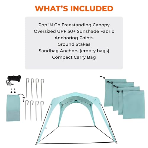 Pop ’N Go® Beach Canopy – Windproof, Beach Tent with Quick Setup, UV Shade, Lightweight & Portable Design – Perfect for Be...
