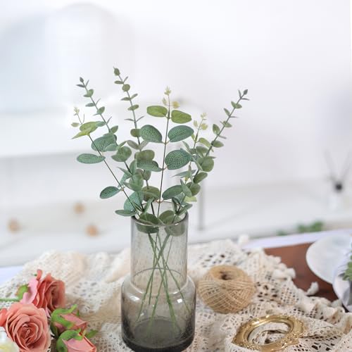 110 Pcs 7 Kinds Mixed Artificial Eucalyptus Stems and Faux Flowers,Fake Silver Dollar Eucalyptus Leaves Stems Bulk Real To...