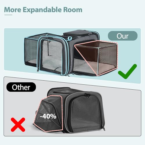 Pesen Expandable Dog & Cat Carrier, Airline Approved Soft Pet Carrier, Breathable & Collapsible Design, Ideal for Small Do...