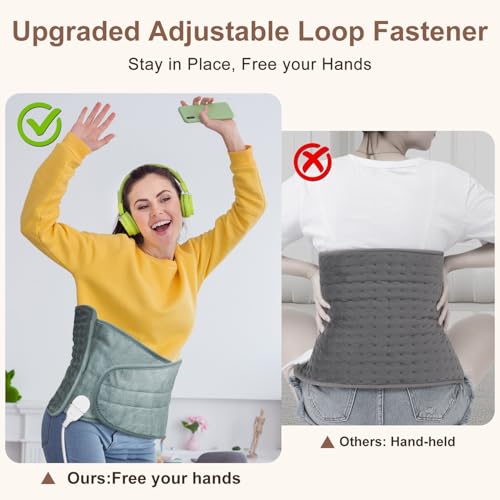 IGXHAVIZ Heating Pad for Back Pain Relief, Electric Heating Pad for Period Cramps Neck Shoulders with Belt, 4 Timer 6 Heat...