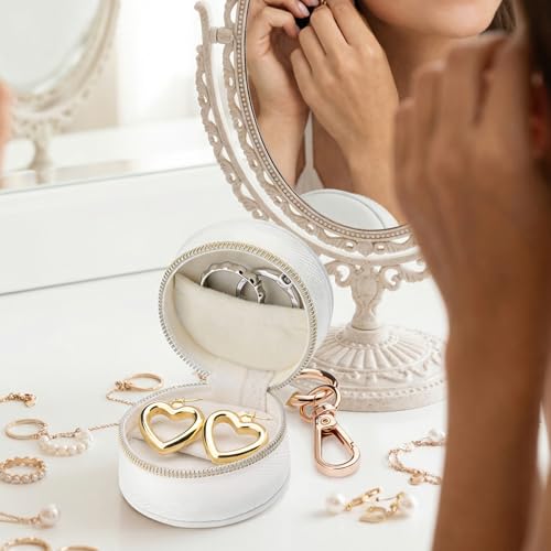 Hmxpls Portable Ring Holder Keychain, Mini Sports Jewelry Holder Box, Small Travel Ring Earring Stud Necklace Storage Case...