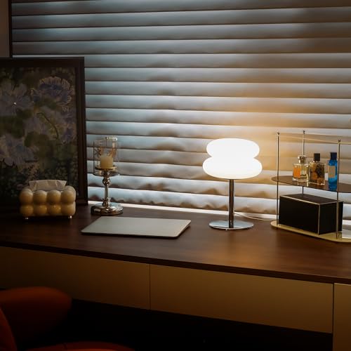 LSTVZSNRX White Mushroom Lamp, Mid Century Modern Lamp for Nightstand, Dimmable Retro Egg Tart Bedside Lamps, Home Decor A...