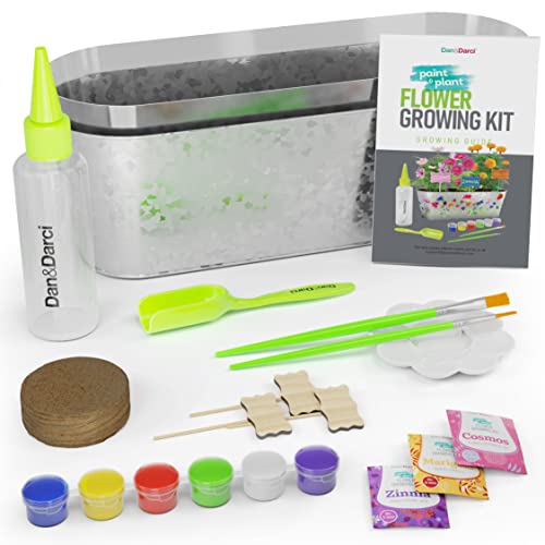 Dan&Darci Paint & Plant Flower Growing Kit for Kids - Gift Ideas Age 5 6 7 8-12 Year Old Girl - Birthday Crafts Gifts for ...