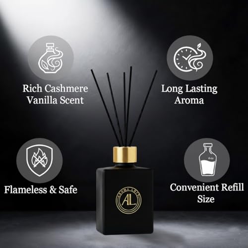 Aroma Loft Black Reed Diffusers for Home | Premium Fragrance Diffuser | Reed Diffuser Sticks in Oil Set with Cashmere Vani...