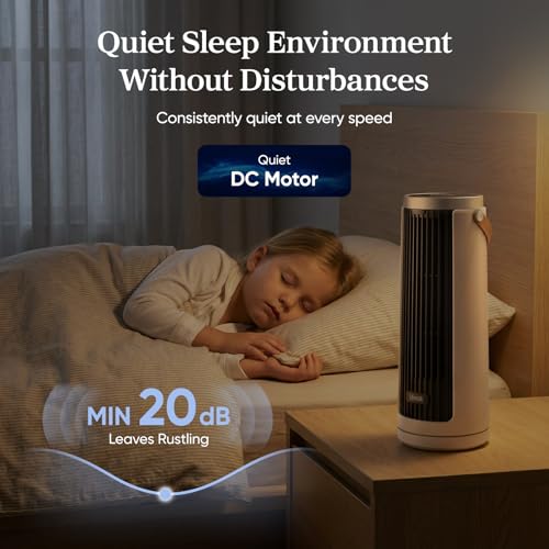 LEVOIT Tower Fan for Bedroom, 20dB Quiet Desk Fan with 23ft/s, Portable & Easy to Carry, 3-Angle & 4-Speed Mini Oscillatin...