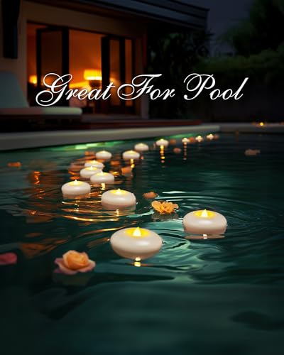 Homemory 24 Pack 3” Flameless Led Floating Candles, 200 Hour White Battery Operate Waterproof Tealights for Cylinder Vase...