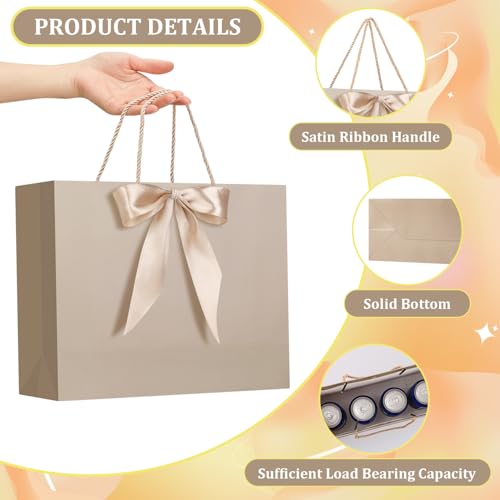 1PCS Large Gift Bag with Ribbon and 2 Tissue Paper 1 Greeting Card, Portable Paper Gift Bags with Handles, Paper Bags for ...