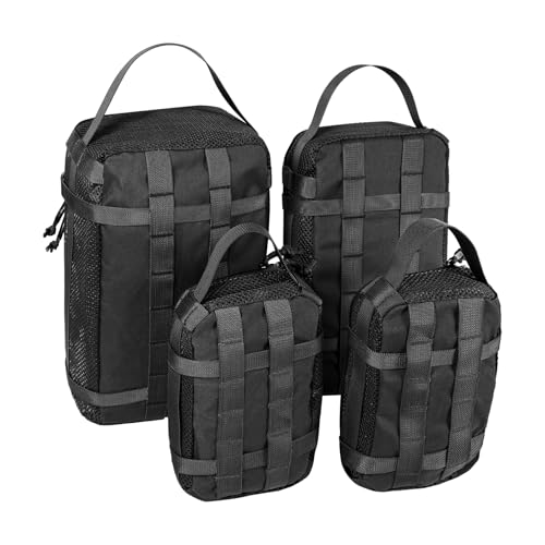 CASONMMAX 4 Set Tactical Packing Cubes ，Compressible Mesh Duffle Storage Bag,Portable Edc Molle Pouch Organizer.