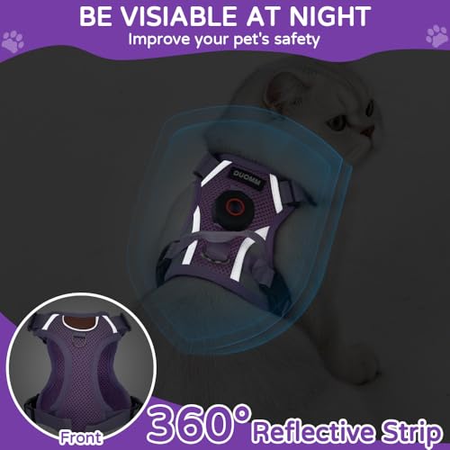 Cat Harness and Leash Set with AirTag Holder, Upgraded Escape Proof Adjustable Vest with Lead for Large Cat Small Dog Pupp...