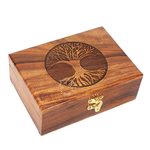 Handmade Rosewood Tree of Life Engraved Keepsake Box – Wooden Jewellery Organizer for Women & Men | Handcarved Storage & H...