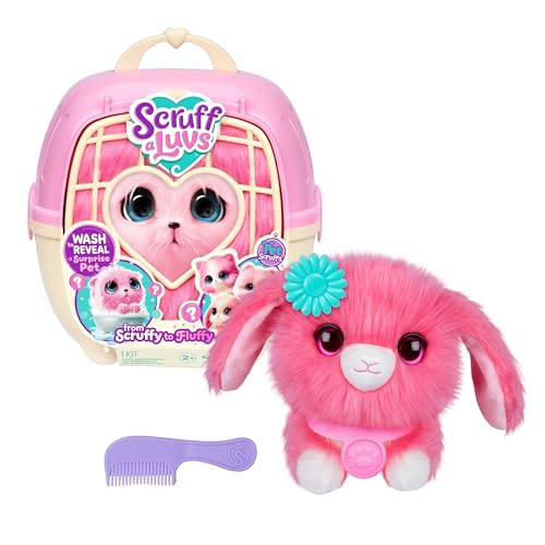 SCRUFFALUVS Pink Surprise Pet, Mystery Plush Toys, Stuffed Animals, Wash to Reveal 1 of 3 Rescue Surprise Toy Pets: Puppy,...
