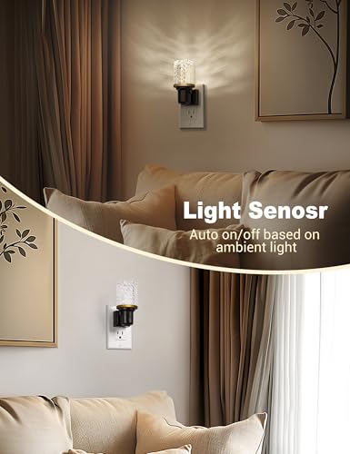 JandCase LED Night Light, Dimmable Night Lights Plug into Wall, Modern Nightlight with Auto On Off Light Sensor, 5000K Day...