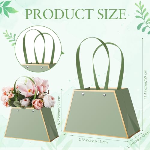 Noveread 24 Pcs Mother's Day Floral Gift Bags Bulk Portable Flower Bouquet Wrapping Paper Bag with Handle Waterproof Flori...