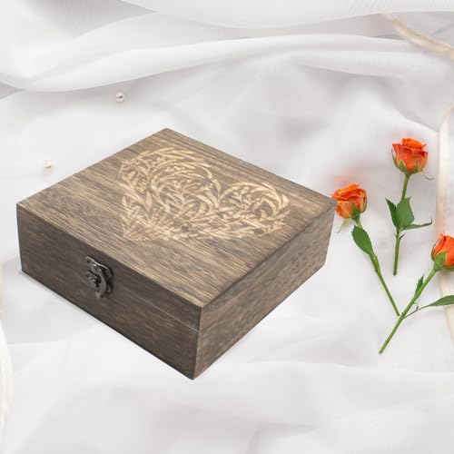 Wooden Memory Keepsake Boxes With Hinged Lids, Floral Heart Engraved Keepsake Boxes, Decorative Storage Box, Memory Box fo...