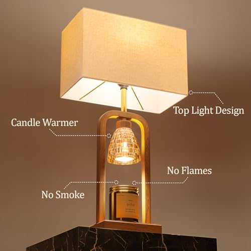 PoKat Electric Candle Warmer Lamp Farmhouse, Wood-Like Candle Lamp Warmer with Timer Dimmer, Wax Light Warmer Lamp Jar Can...