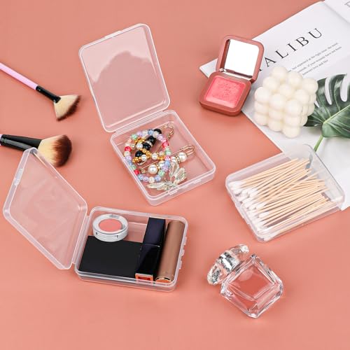 3-Piece Portable Travel Pad Holder - Bathroom Vanity Countertop Storage Organizer - Cotton Ball & Swab Dispenser - Transpa...