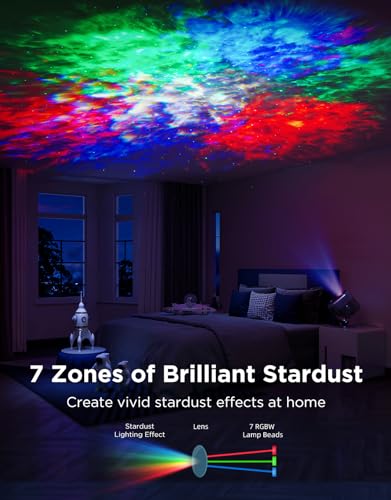 Govee Star Projector Lights, 7-Zone Colorful Nebula Effect, Compatible with Matter, 540ft² Coverage, LED Ceiling Lights fo...