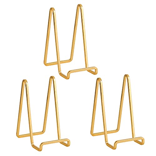 Plate Holder Easel Display Stand - 6 inch Metal Plate Stands for Display - Tabletop Picture Stand - Gold Iron Easels for D...