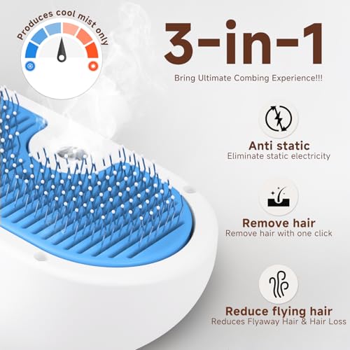Pet Steam Brush for Dog & Cat - 3-in-1 Steam Grooming Brush for Shedding & Hair Removal - Self Cleaning Spray Comb with Mi...