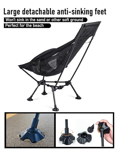 WildCall Lightweight Folding High Back Camping Chair with Head Support, Compact Beach Chair with Anti-Sinking Large Feet a...