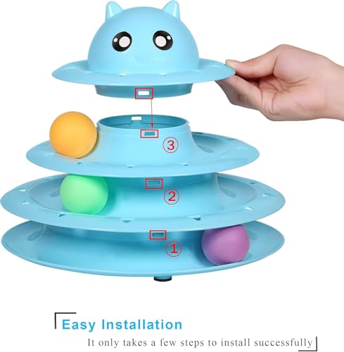 UPSKY Cat Toy Roller 3-Level Turntable Cat Toys Balls with Six Colorful Balls Interactive Kitten Fun Mental Physical Exerc...