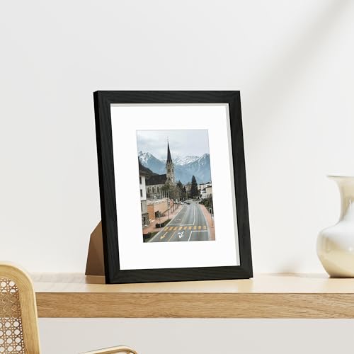 Vittanly 8x10 Picture Frames Set of 9, Shatter Resistant Plexiglass, Display 5x7 Pictures with Mat or 8x10 without Mat, Ph...