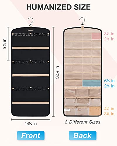 BAGSMART Hanging Jewelry Organizer, Necklace Holder Anti-tangle Earrings Rings Hanger with 20 Jewelry Bags Travel Storage ...