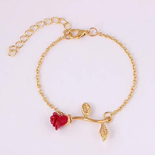 JczR.Y Rose Flower Bracelet for Women Red Rose Chain Bracelet Charm Romantic Flower Bracelet Link Fashion Valentine's Day ...