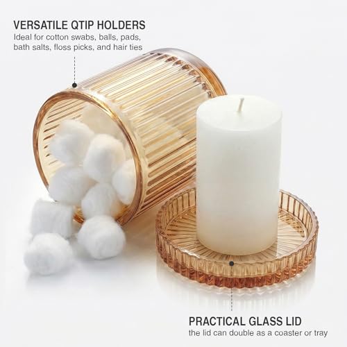 MKOSAB Bathroom Organizers and Storage,2 Pack Glass Qtip Holder Dispenser,Bathroom Essentials Accessories Decor,Vanity Mak...