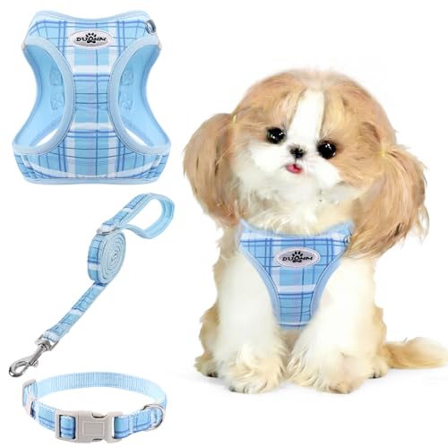 Gyuzh Dog Harness and Leash Set for Puppies - 3 Pieces Step in No Pull Vest & Collar, Extra Small Kitten Harness, Breathab...