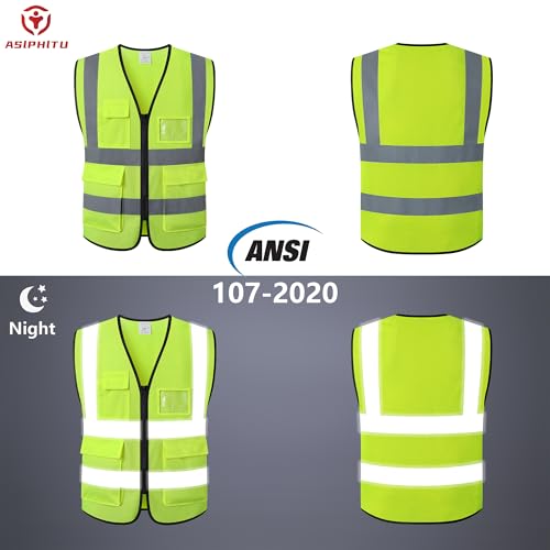 ASIPHITU Reflective Safety Vest for Men Women Construction Vest Meet ANSI/ISEA Standard