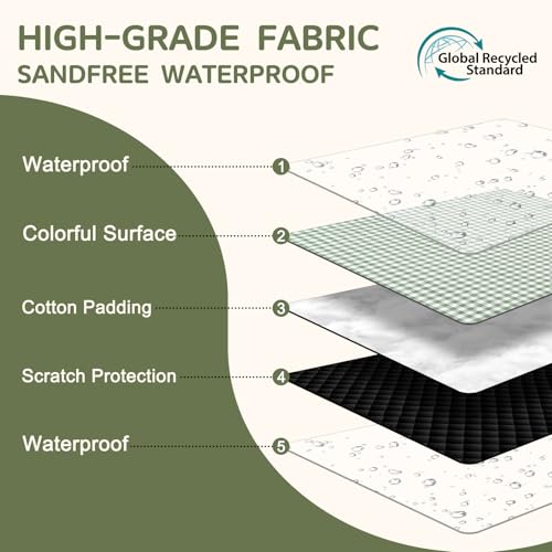 Genovega Waterproof Sandproof Beach Blanket Picnic Outdoor Mat Extra Large Foldable Sand Free Big Giant XL Car Essential R...