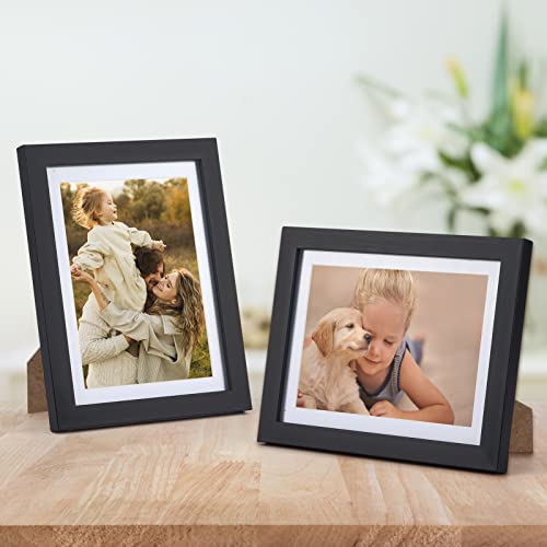 Giftgarden 5x7 Picture Frame Set of 4, 6x8 Matted to Display 5 by 7 Photo with Mat or 6 by 8 without Mat for Wall or Table...