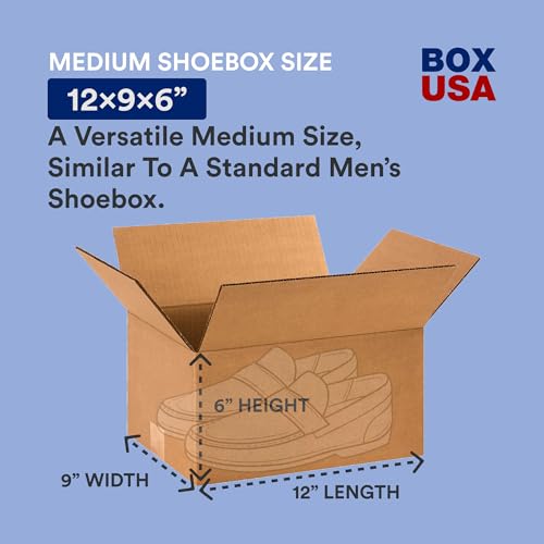 BOX USA Shipping Boxes 12"L x 9"W x 6"H, 25-Pack Small Corrugated Cardboard Boxes for Shipping, Mailing, Packing, Packagin...