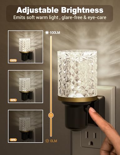 JandCase LED Night Light, Dimmable Night Lights Plug into Wall, Modern Nightlight with Auto On Off Light Sensor, 5000K Day...