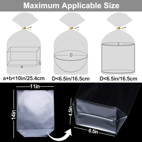 Voikinfo Bottom Gusset Bags 50Pcs 11X14 Clear Cellophane Bags Large Basket Wrapping Gift Wrap Cello Bags Treat Bags Party ...