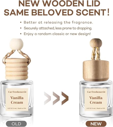 C Classy Hanging Car Air Freshener 2 Pack, Vanilla Cream Essential Oil Diffuser, Long-Lasting Fragrance, Cute Glass Bottle...