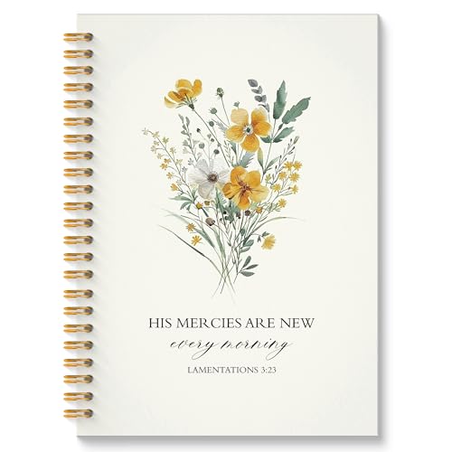 ROXMART Floral Christian Glitter Spiral Notebook, His Mercies Are New Every Morning Bible Journal, Christian Gifts for Wom...