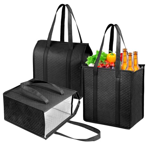 YZiCHENQQ Insulated Grocery Bags with Zippered top Frozen Food Shopping Groceries Travel Insulated Tote Cooler Thermal Bags