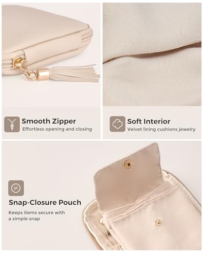 Lolalet Travel Jewelry Case Organizer, Small Jewellery Pouch with Compartments for Storage, Soft Velvet Bag for Traveling ...