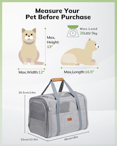 Morpilot Pet Travel Carrier Bag, Soft-Sided Dog Carrier Cat Carrier Pet Carrier, for Large Cats and Medium Puppies up to 2...