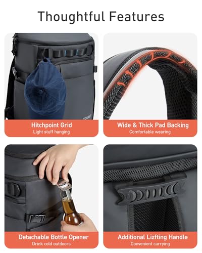 TOURIT 38 Cans Backpack Cooler: Leak Proof Waterproof 2 Insulated Compartments Soft Cooler Bag Beach Travel Camping Picni...