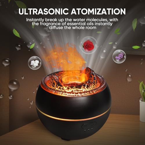 YALEDI Essential Oil Diffuser, Volcano Fire Flame Aromatherapy Diffuser, 360ml Ultrasonic Cool Mist Humidifier, Scent Arom...