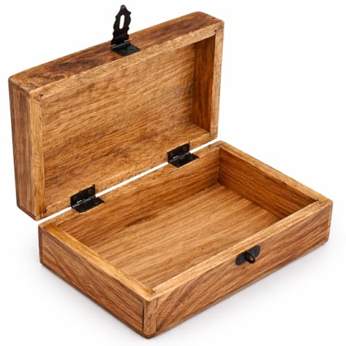 Rustic Wooden Memories Keepsake Box (8x5x3in) | Decorative Celestial Witchy Box For Alchemy, Tarot Card, Apothecary, Alta...