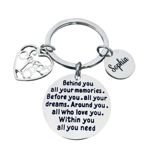 Infinity Collection Sweet 16 Keychain for Girls with Inspirational Quote and Custom Name Charm – Sweet Sixteen Gift for Te...