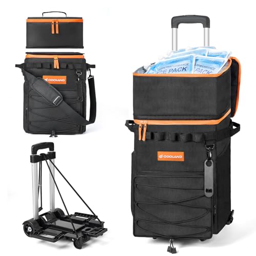 Odoland 72 Can Rolling Cooler Bag with Wheels & Handle, Collapsible Insulated Ice Chest for Beach, Camping & Tailgating - ...