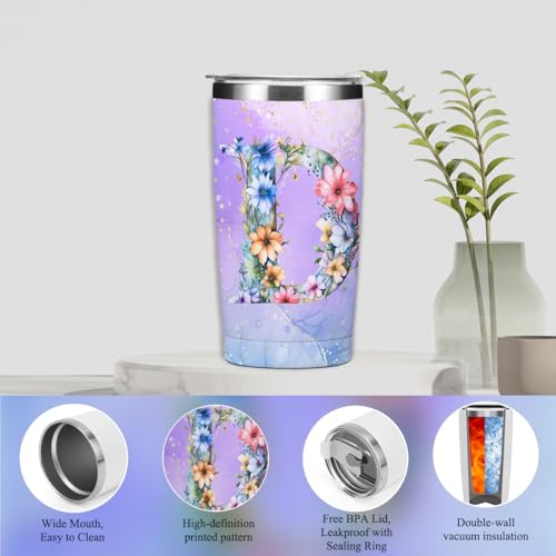 Personalized Gifts Monogrammed Birthday Gifts for Women, Boss Teacher Appreciation Christmas Initial 20 oz Tumbler, Makeup...