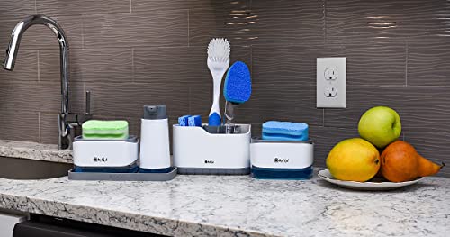 OMAIA Sink Caddy - Sink Organizer for Home, Kitchen, Wash Basin - Holder with Removable Dividers for Sponge, Brush, Toothb...
