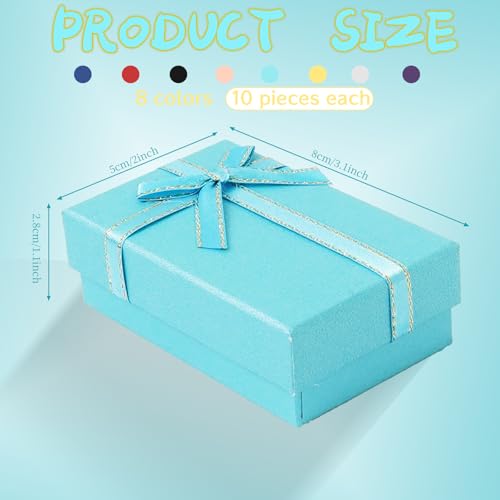 PEDOBALI 80 Pcs Jewelry Gift Boxes Set with Lids 3.1 x 2 x 1.1 Inches Small Jewelry Gift Boxes 8 Colors Bracelet Necklaces...